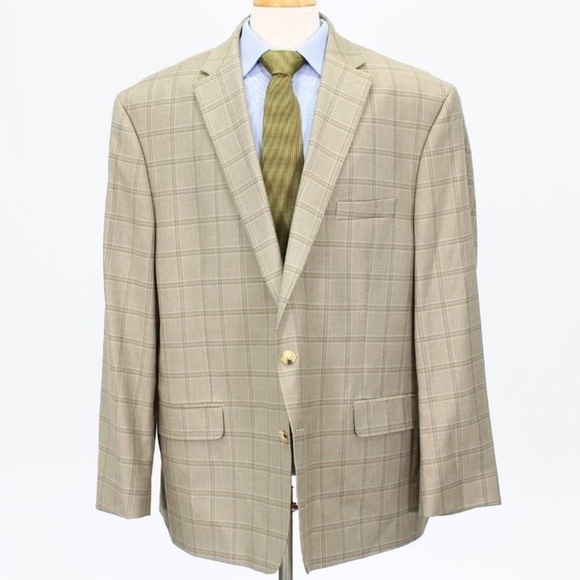 Men's Tan Plaid Blazer - Picture 1 of 4